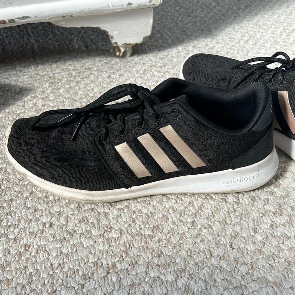 Rose gold stripe adidas sneakers!